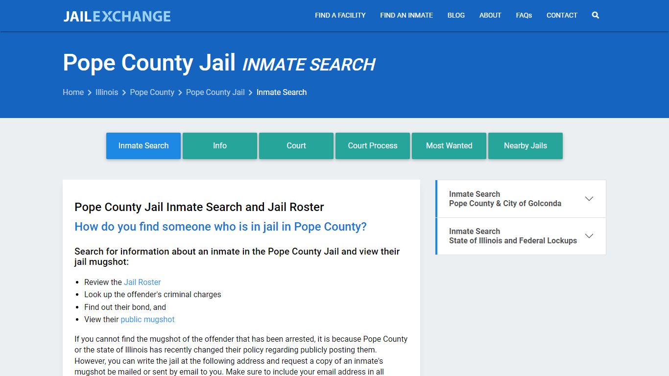 Inmate Search: Roster & Mugshots - Pope County Jail, IL
