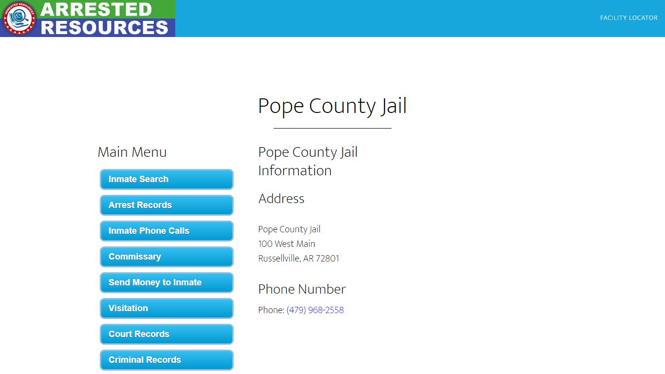 Pope County Jail - Inmate Search - Russellville, AR - Arrested Resources